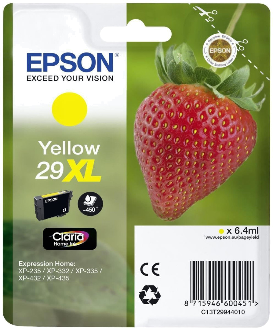 Tinteiro EPSON 29 Amarelo XL - Expression Home XP-255 | 257 | 352 | 355 | 452 | 455