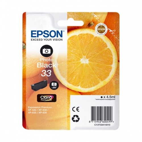 Tinteiro EPSON 33 Preto Foto - Expression Home XP-530 | 630 | 635 | 830 | 900 | 7100