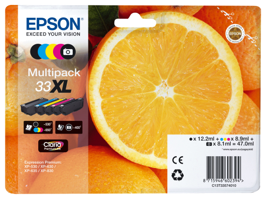 Tinteiro EPSON 33 Multipack 5 Cores XL - XP-530 | 540 | 630 | 635 | 645 | 830 | 900 | 7100