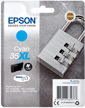 Tinteiro EPSON 35 Ciano XL - WorkForce Pro WF-4720 | 4725 | 4730 | 4740