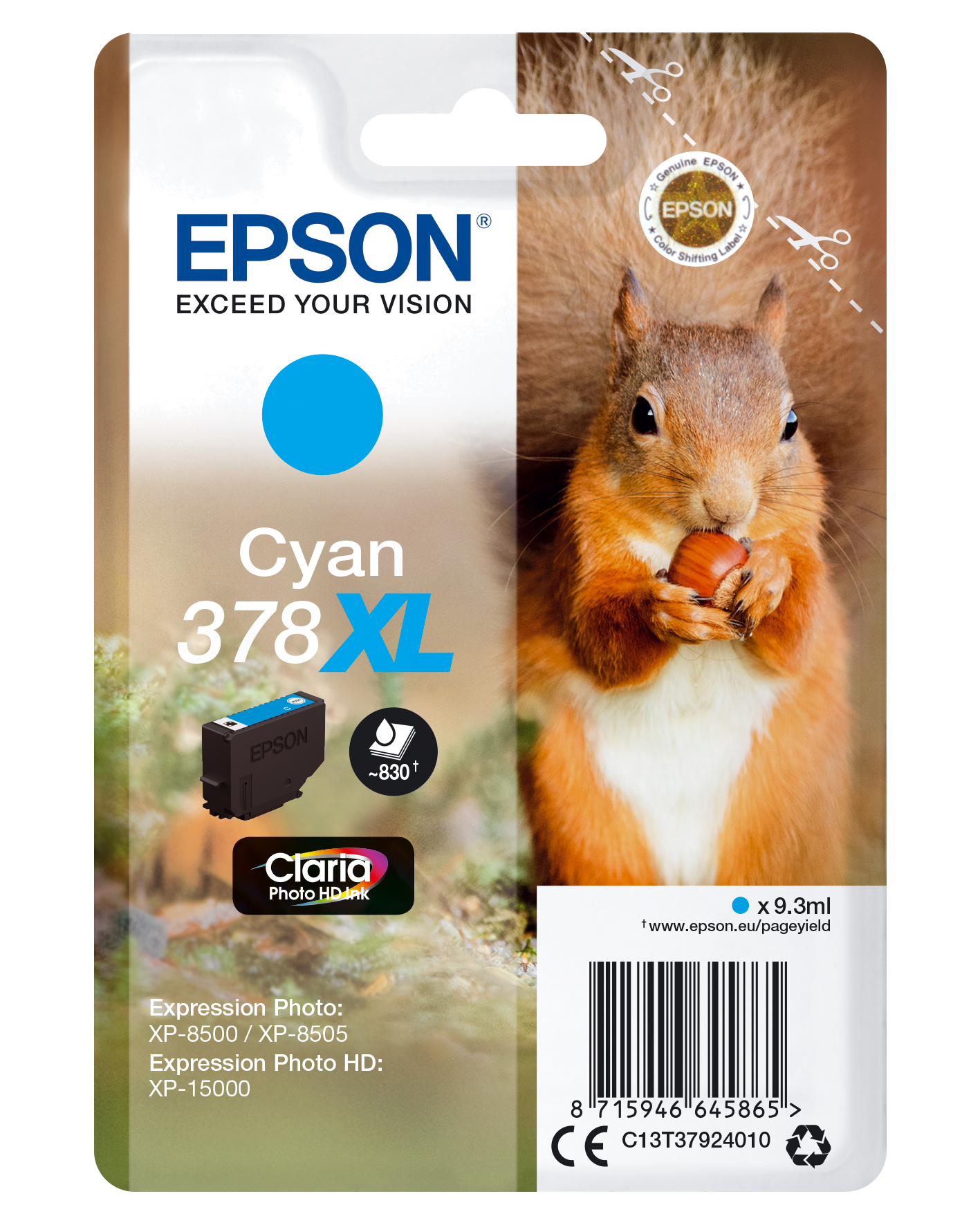 Tinteiro EPSON 378 Ciano XL - Expression Photo XP-8500 | 8600 | 15000