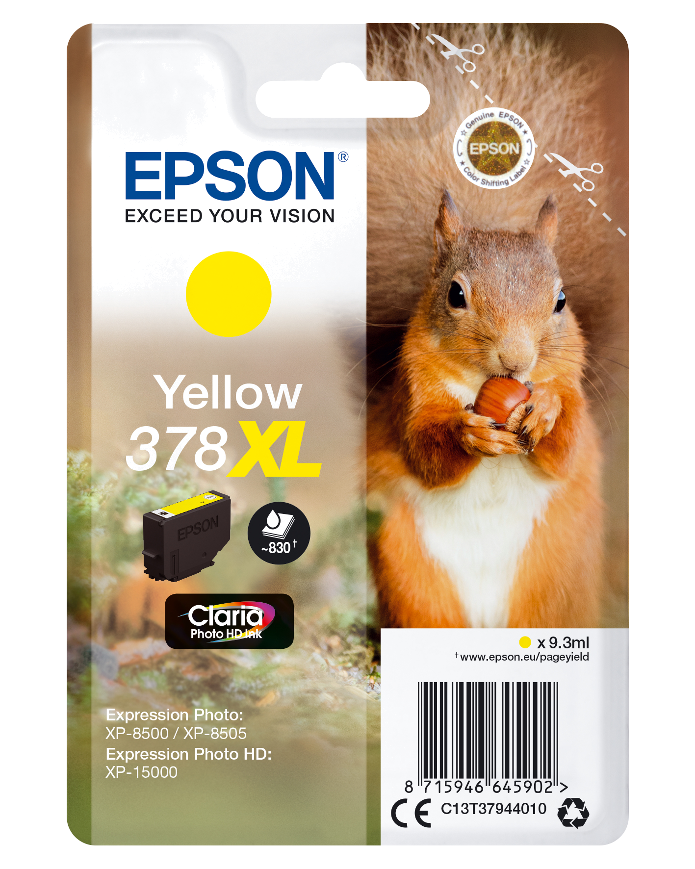Tinteiro EPSON 378 Amarelo XL - Expression Photo XP-8500 | 8600 | 15000