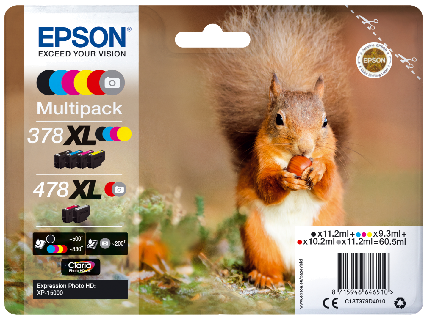Tinteiro EPSON 378 478 Multipack 6 Cores XL - Expression Phpoto XP-15000
