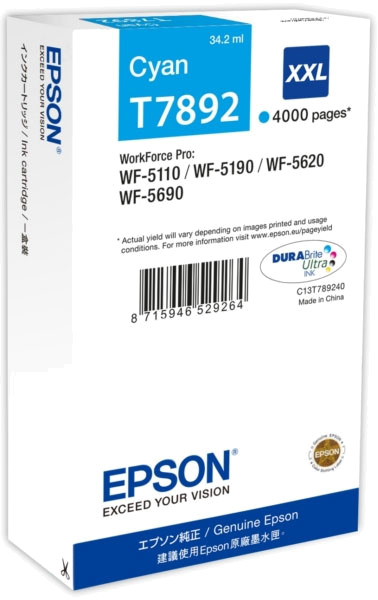 EPSON TINTEIRO AZUL XXL 4000p WF-5620DWF | 5110DW | 5690DWF | 5190DW