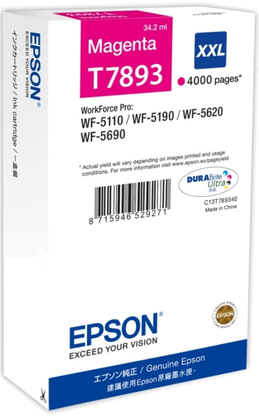 EPSON TINTEIRO MAGENTA XXL 4000p WF-5620DWF | 5110DW | 5690DWF | 5190DW