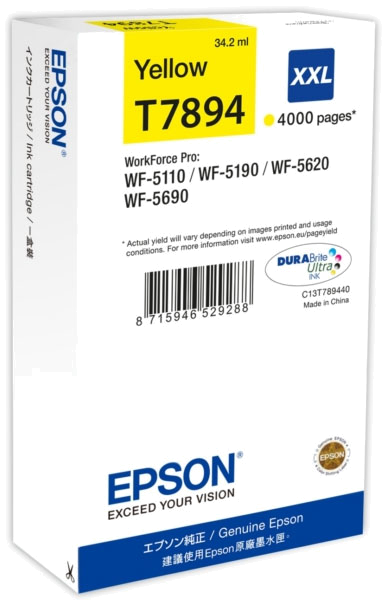 EPSON TINTEIRO AMARELO XXL 4000p WF-5620DWF | 5110DW | 5690DWF | 5190DW