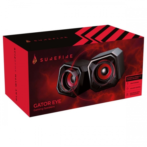 SUREFIRE GAMING SPEAKERS GATOR EYE 2.0 BLACK &RED USB