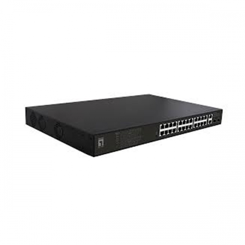 LEVELONE SWITCH 28-PORT GB POE 24 POE OUTPUTS 2X GB RJ45 2X GIGABIT SFP 802.3AT |