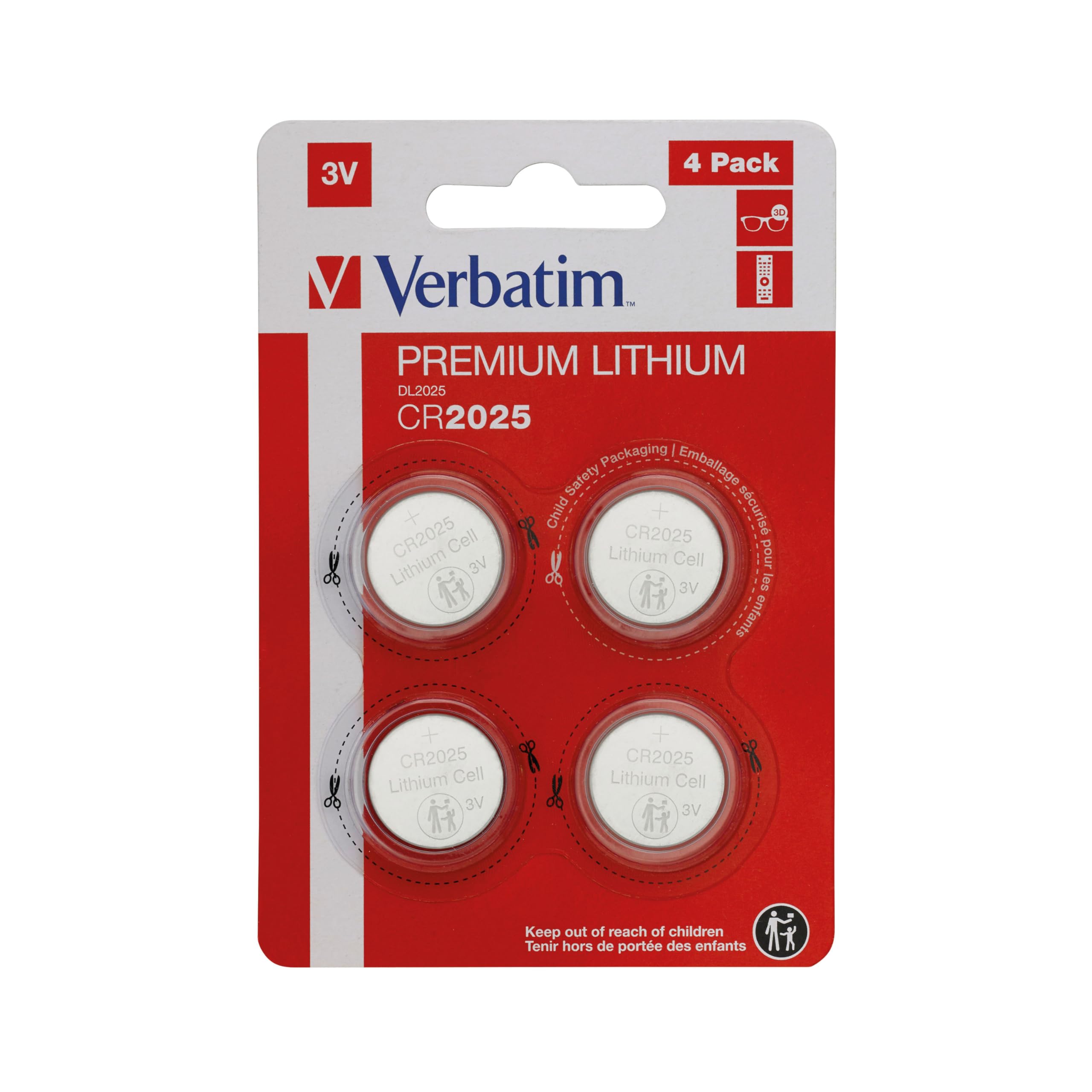 VERBATIM PILHAS CR2025 3V LITHIUM PACK 4