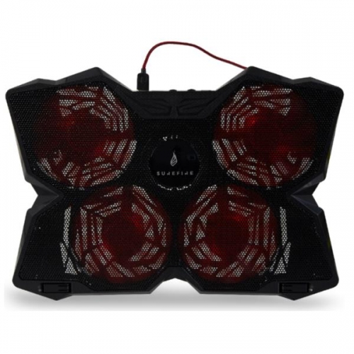 SUREFIRE GAMING BASE P/PORTATIL ATÉ 17"BORA RED LEDS 4xFANS
