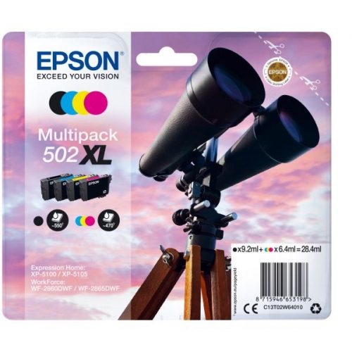 EPSON TINTEIRO PACK 4 CORES 502XL XP5100 | 105 WF-2860DWF | 865DWF C | ALARME