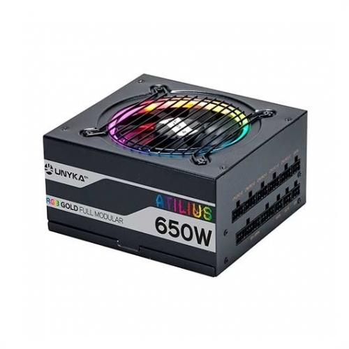 UNYKA FONTE ALIMENTAÇÃO 650W GAMING ATILIUS RGB FULL MODULAR BLACK