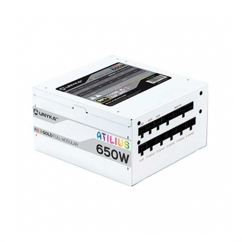UNYKA FONTE ALIMENTAÇÃO 650W GAMING ATILIUS RGB 92% FULL MODULAR WHITE