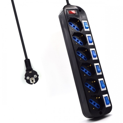 EWENT EXTENSAO ELETRICA 5 TOMADAS 16A SWITCH INDIVI. BLACK