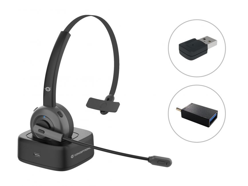 CONCEPTRONIC HEADSET POLONA BLUETOOTH NC CHARGING DOCK C/ DONGLE