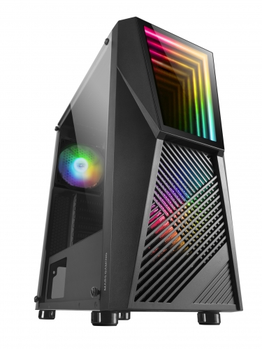 MARS GAMING MC777 ATX CASE,2X 120MM ARGB FAN,T. GLASS,INFINITY MIRROR,BLACK