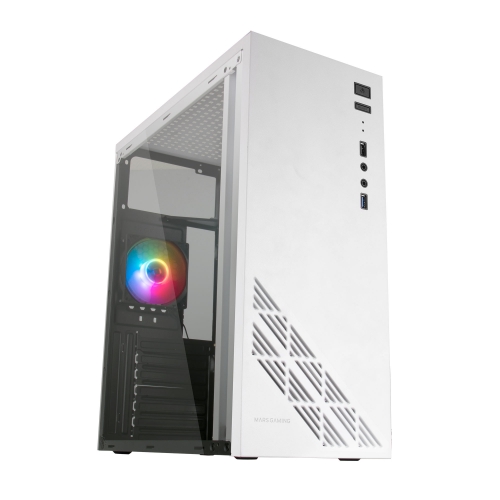 MARS GAMING MC100W ATX CASE,1X FRGB FAN,WINDOW,FULL METAL,USB 3.0,WHITE