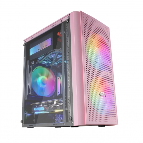 CAIXA MICRO-ATX MARS GAMING MC300,3X 120MM FRGB FAN,WINDOW,FRONT MESH,PINK