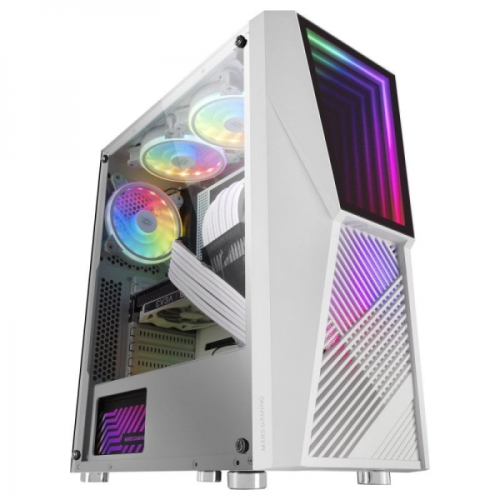 MARS GAMING MC777W ATX CASE,2X 120MM ARGB FAN,T. GLASS,INFINITY MIRROR,WHITE