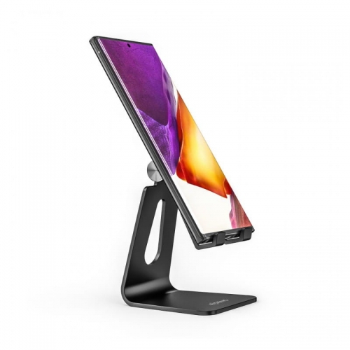 Suporte de secretária ajustável Aisens tamanho M (1 pivot) para telemóvel/tablet - Preto