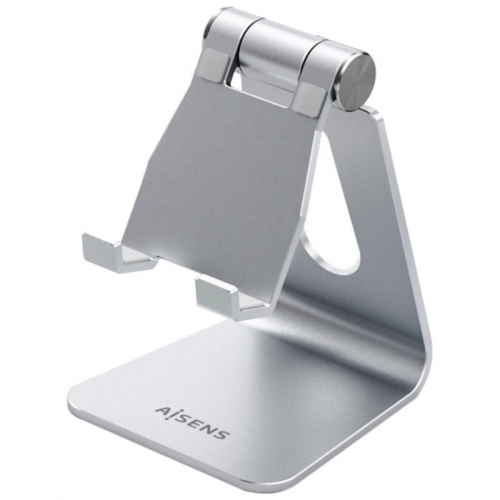 Suporte de secretária ajustável Aisens tamanho M (1 pivot) para telemóvel/tablet - Prata