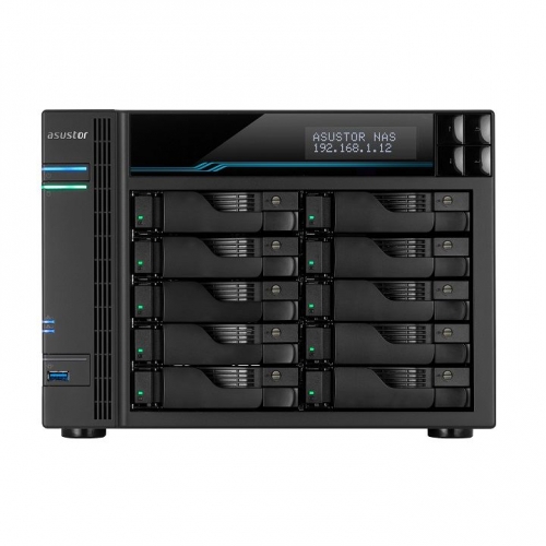 NAS ASUSTOR 10 Bay ATOM C3538 Quad-Core,8GB DDR4,10GbEx2,2.5GbEx2,USB3.2x2,M.2 SSDx2 - AS6510T