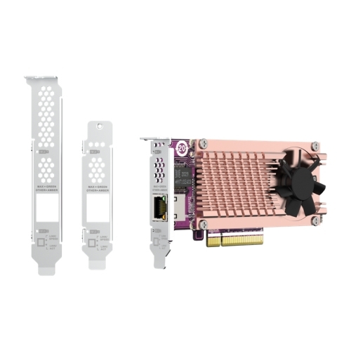 QNAP Placa de expansão QM2,2xPCIe 2280 M.2 SSD slots,PCIe Gen3 x 8,1xAQC113C 10GbE NBASE-T port