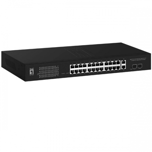 LEVELONE SWITCH GESTAO WEBSMART 24x POE PORT,2x UPLINK RJ45,2X SFP,375W