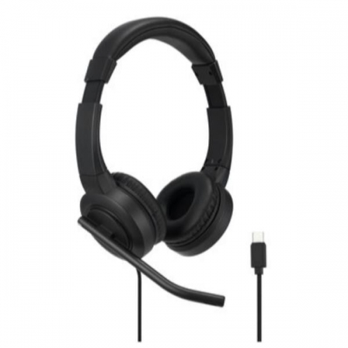 Auscultador Kensington H1000 USB-C com microfone - Fita de cabeça ajustável - Almofadas acolchoadas - Controlos online - Cabo entrançado de 1,80 m - P