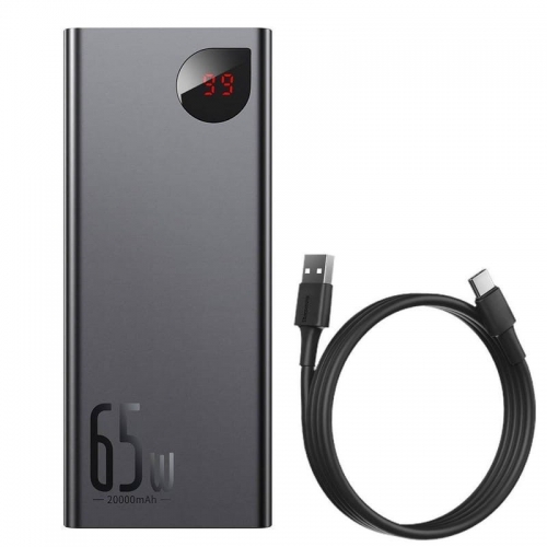 Baseus Adaman PowerBank 20000mAh 65W com Tela Preta - Powerbank
