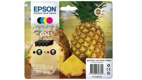 EPSON TINTEIRO PACK 4 CORES 604 XP2200/05/3200/05/4200/05/WF2910/30/35/50