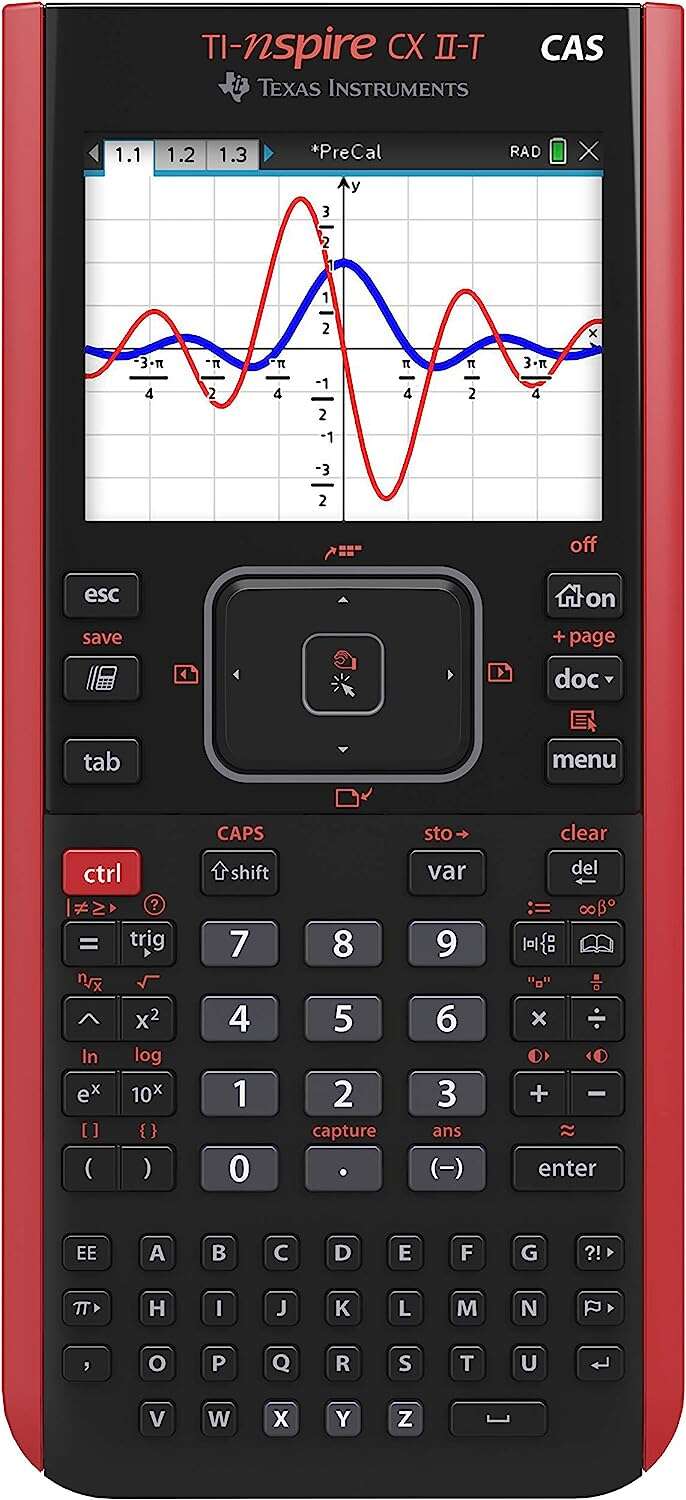 Calculadora gráfica Texas Instruments TI-Nspire CX II-T CAS com ecrã retroiluminado a cores de 320x240px Preto/Vermelho
