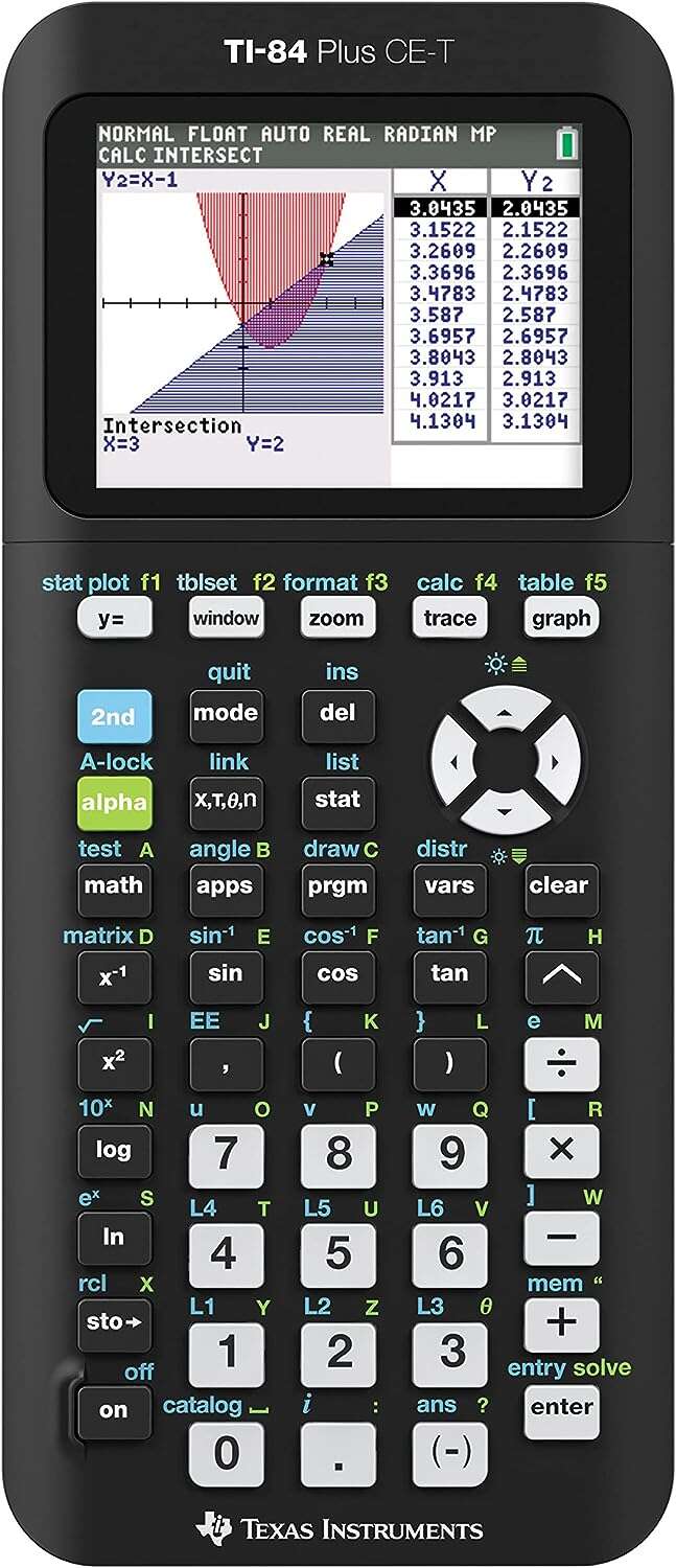 Calculadora gráfica Texas Instruments TI-84 Plus CE - Visor retroiluminado a cores - Suporta programação - 13 aplicações incluídas - Preto