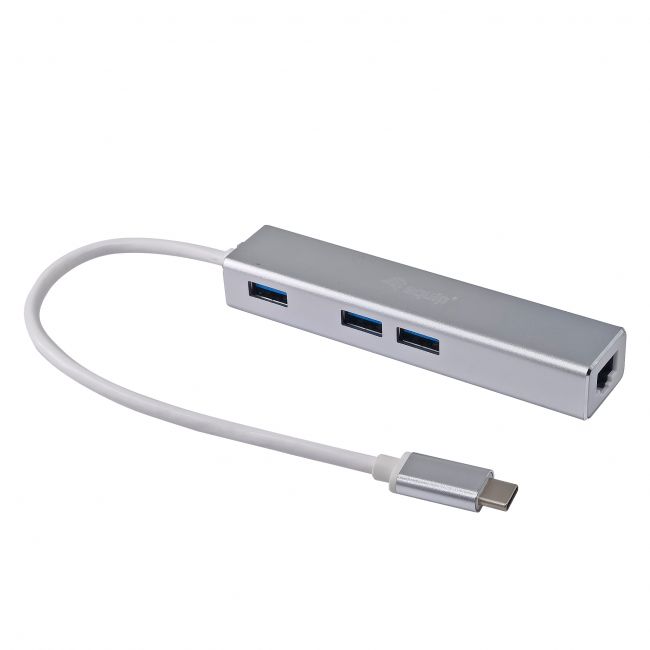 EQUIP LIFE HUB USB-C TO 3-PORT USB 3.0 HUBS WITH GIGABIT ADAPTER