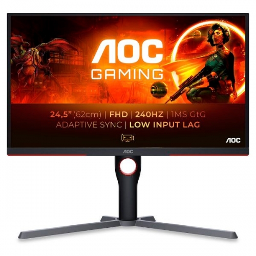 MONITOR AOC VA 25"(24.5) FHD 1MS 240HZ HDMI DP HAS 25G3ZM/BK