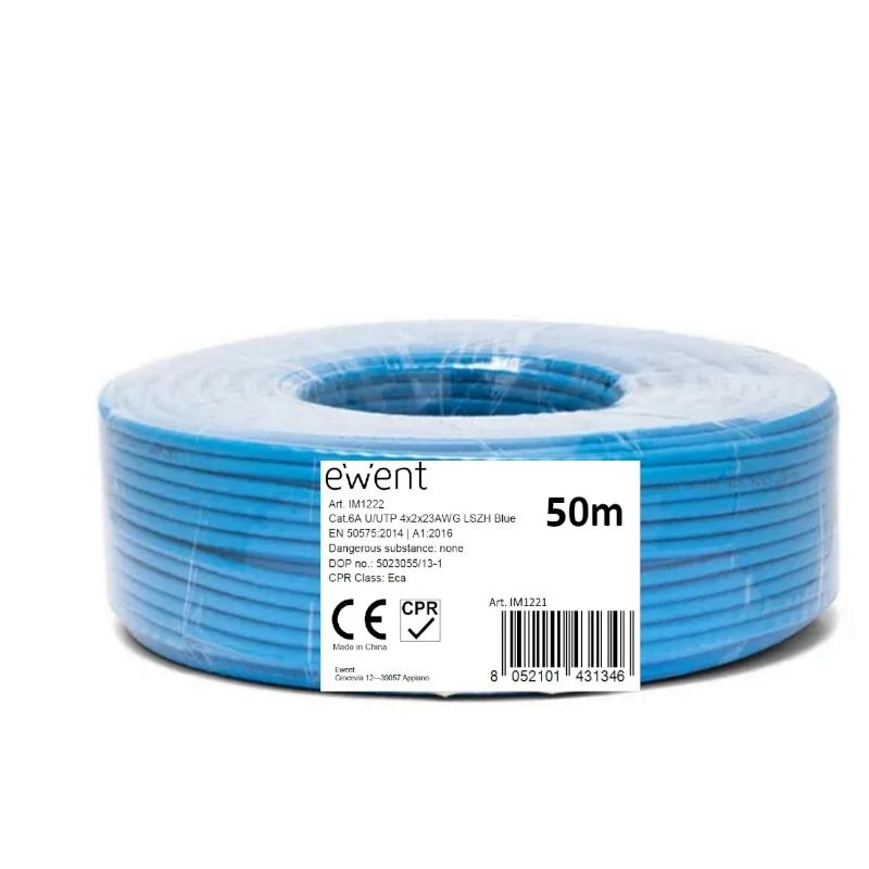 EWENT BOBINE CABO REDE CAT6 U/FTP AWG23/1 LSZH 50MT AZUL