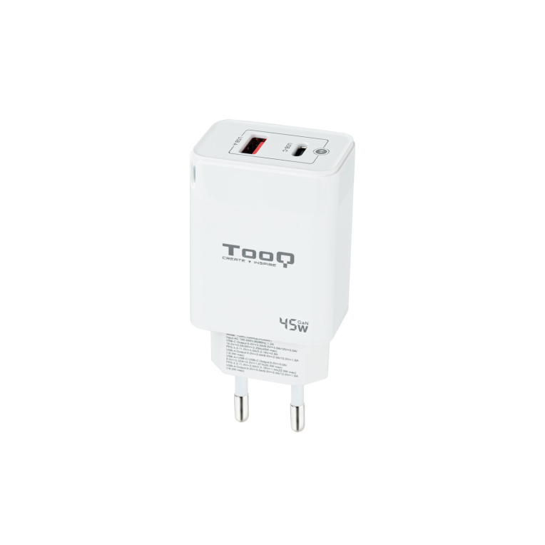 CARREGADOR DUPLO USB-C + USB A TOOQ BRANCO