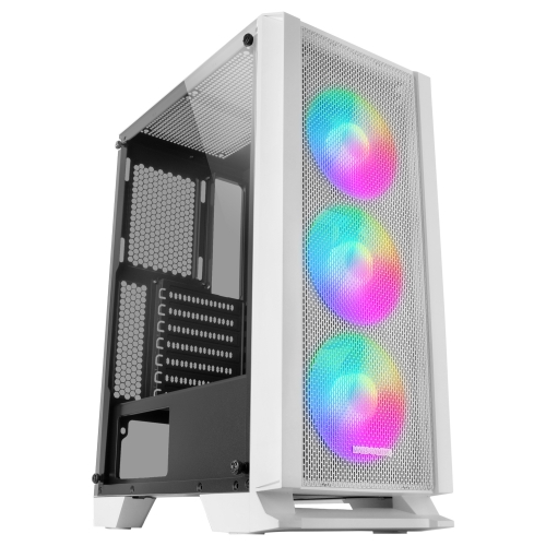 Caixa MARS GAMING MCC ATX CASE,3X 12CM FRGB FAN,GLASS,FRONT MESH,WHITE