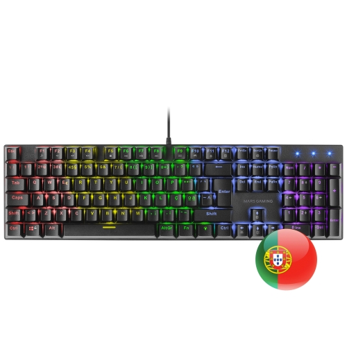 Teclado MARS GAMING MK422 MECHANICAL KEYBOARD,ANTI-DUST BLUE,FRGB,BLACK,PORTUGUESE