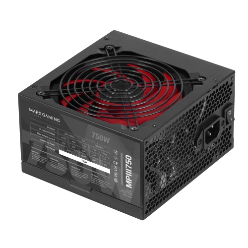 Fonte Alim. MARS GAMING PSU MPIII 750W,85% EF,SMD,BLACK CABLES,SILENT,5 YEARS WARRANTY