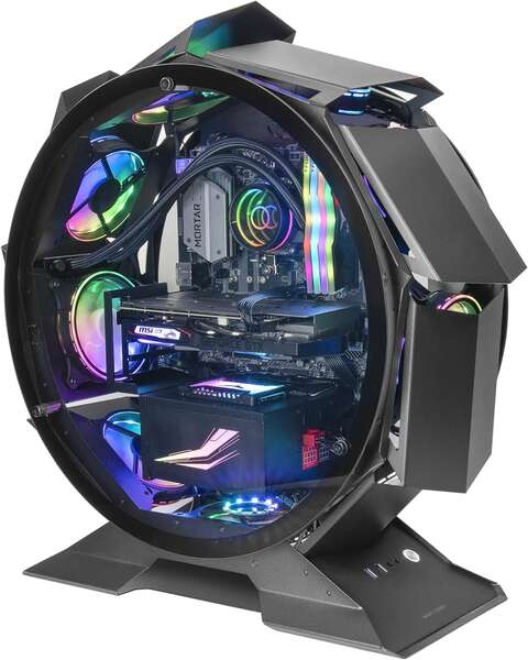 MARS GAMING Caixa M-ATX PREMIUM MCORB DUAL GLASS ROUND SHAPE Preto