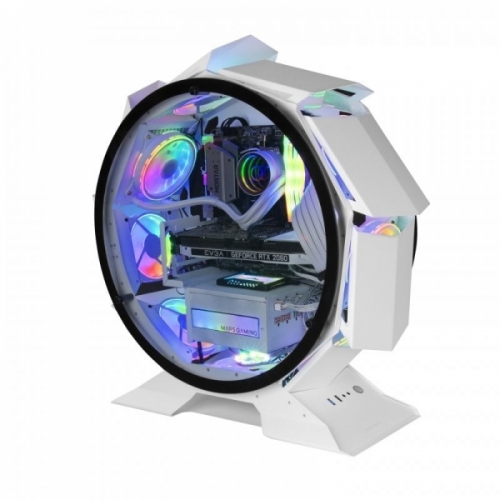MARS GAMING CAIXA MATX PREMIUM MCORB DUAL GLASS ROUND SHAPE WHITE