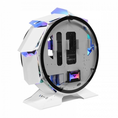 MARS GAMING CAIXA MATX PREMIUM MCORB DUAL GLASS ROUND SHAPE WHITE