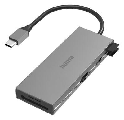 Adaptador HAMA Hub USB-C-Multiport-Adapter,6 Ports,2x USB-A,USB-C,HDMI,SD,microSD,Aluminio 200110