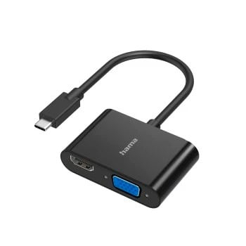 Adaptador HAMA Hub 2in1,USB-C-Stecker - VGA &HDMI,Ultra-HD 4K 200313