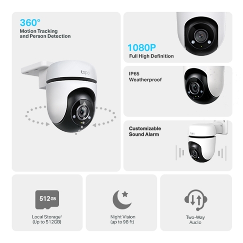 Câmera de Segurança TP-Link Tilt Security Wi-Fi,Smart Detection and Notifiction,Exterior,IP65