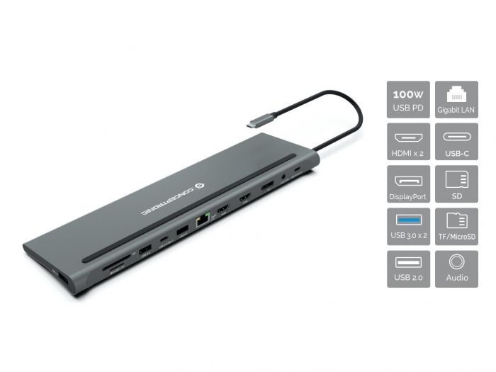 CONCEPTRONIC DOCK USB-C TRIPLE DISPLAY 2xHDMI 1xDP 1xRJ45 CR 3xUSB PD100W