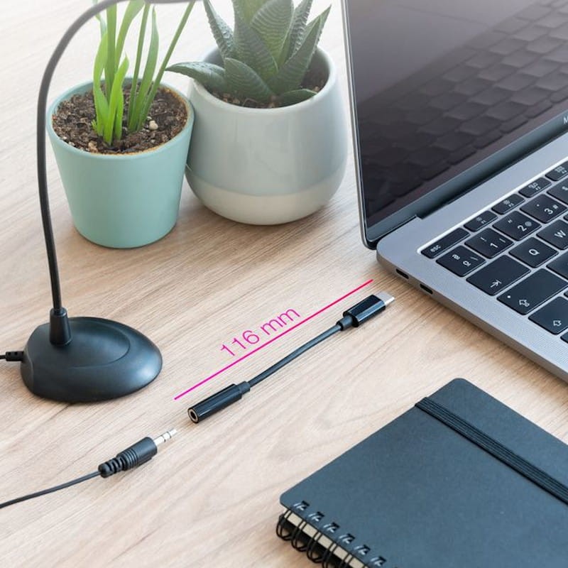 Nanocable Adaptador Audio USB-C-M a Jack-F,Preto