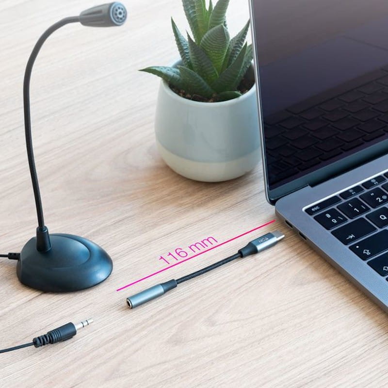 Cabo Adaptador de Áudio Nanocable USB-C para Jack 3.5 Preto/Cinza 11cm