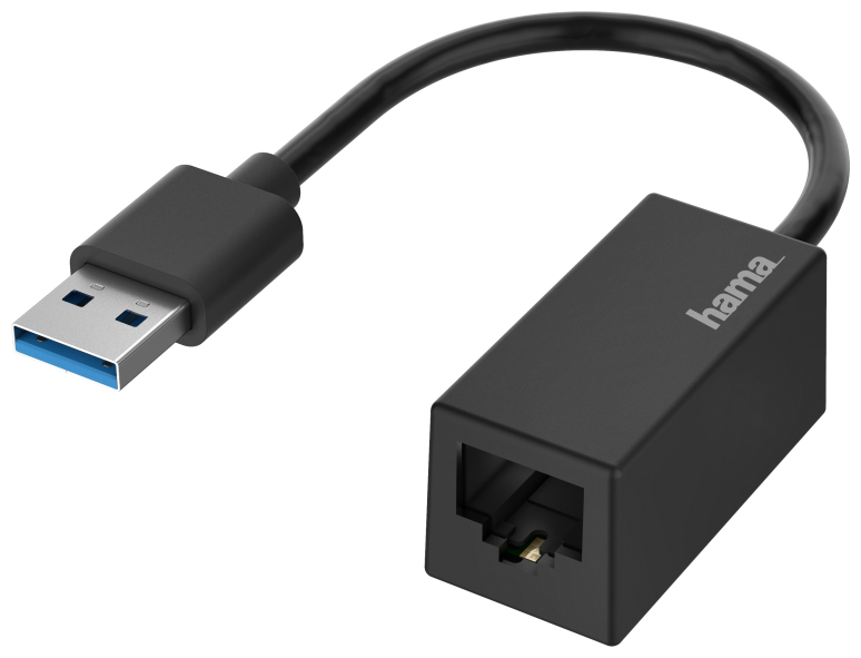 Adaptador HAMA USB 3.0-RJ45 Ethernet Gigabit 10/100/1000 Mbps - 200325
